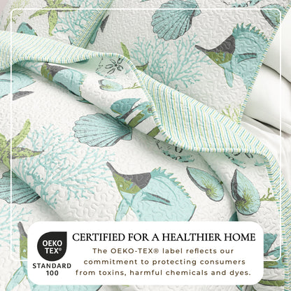 Relaxing Beach Quilt Set For Year Round Bed