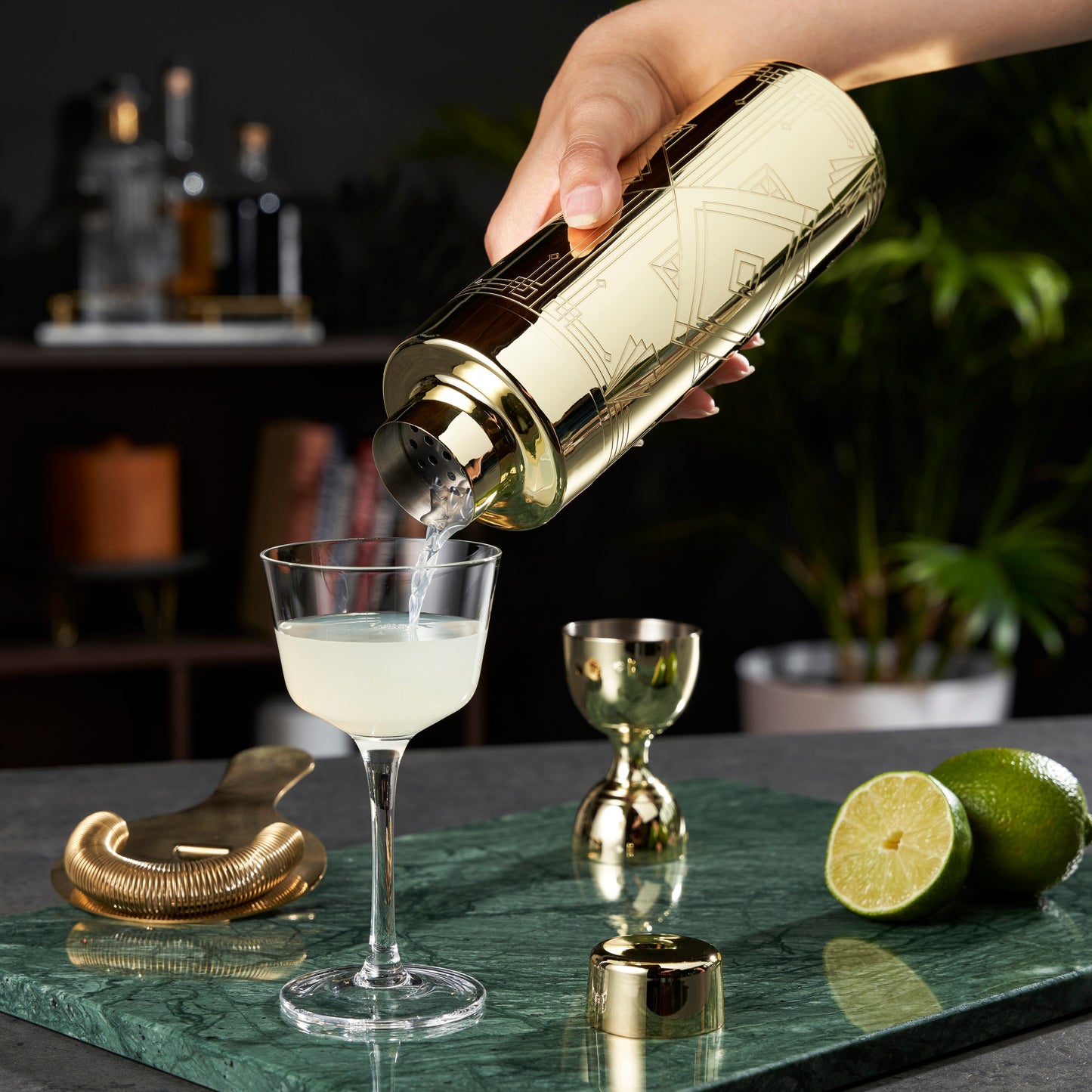 Art Deco Gold Stainless Steel Cocktail Shaker