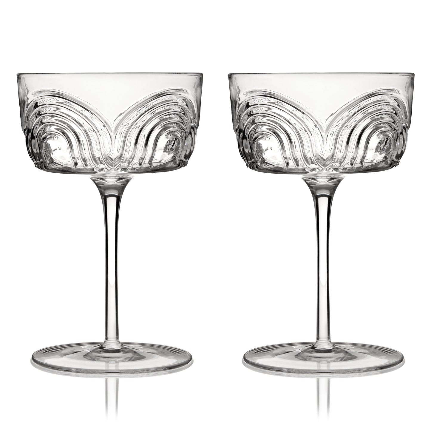 Beau Art Deco Crystal Cocktail Glasses Set of Two