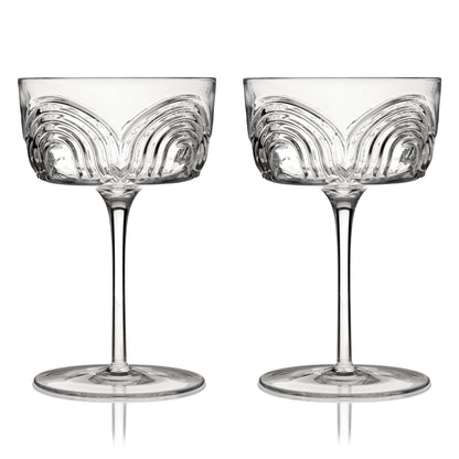 Beau Art Deco Crystal Cocktail Glasses Set of Two