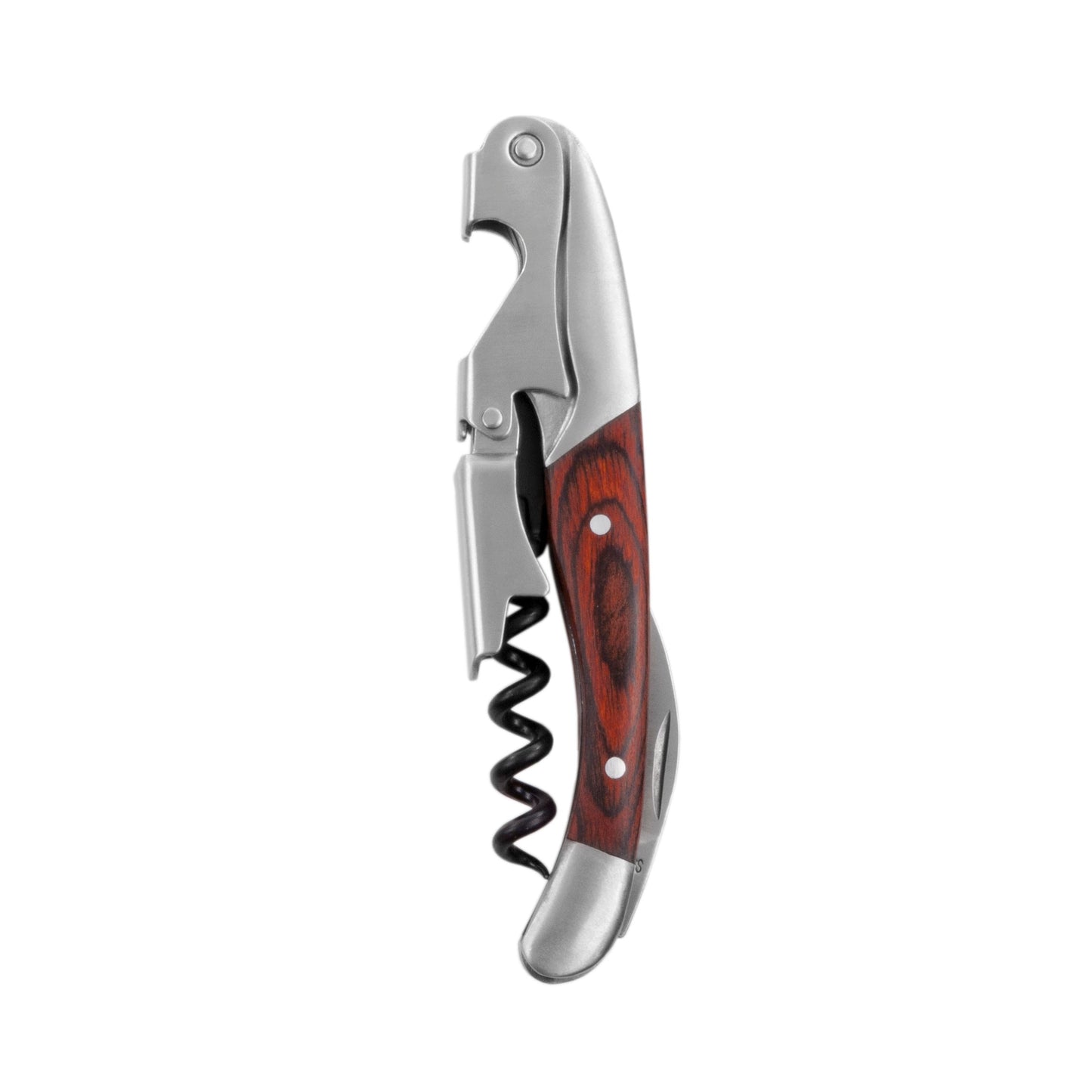 Stainless Steel and Wood Double Hinge Corkscrew