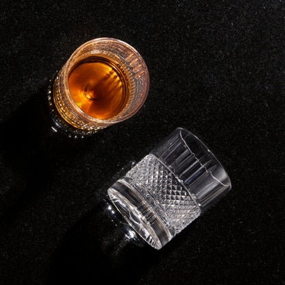 Rotating crystal whiskey rocks glass for the home