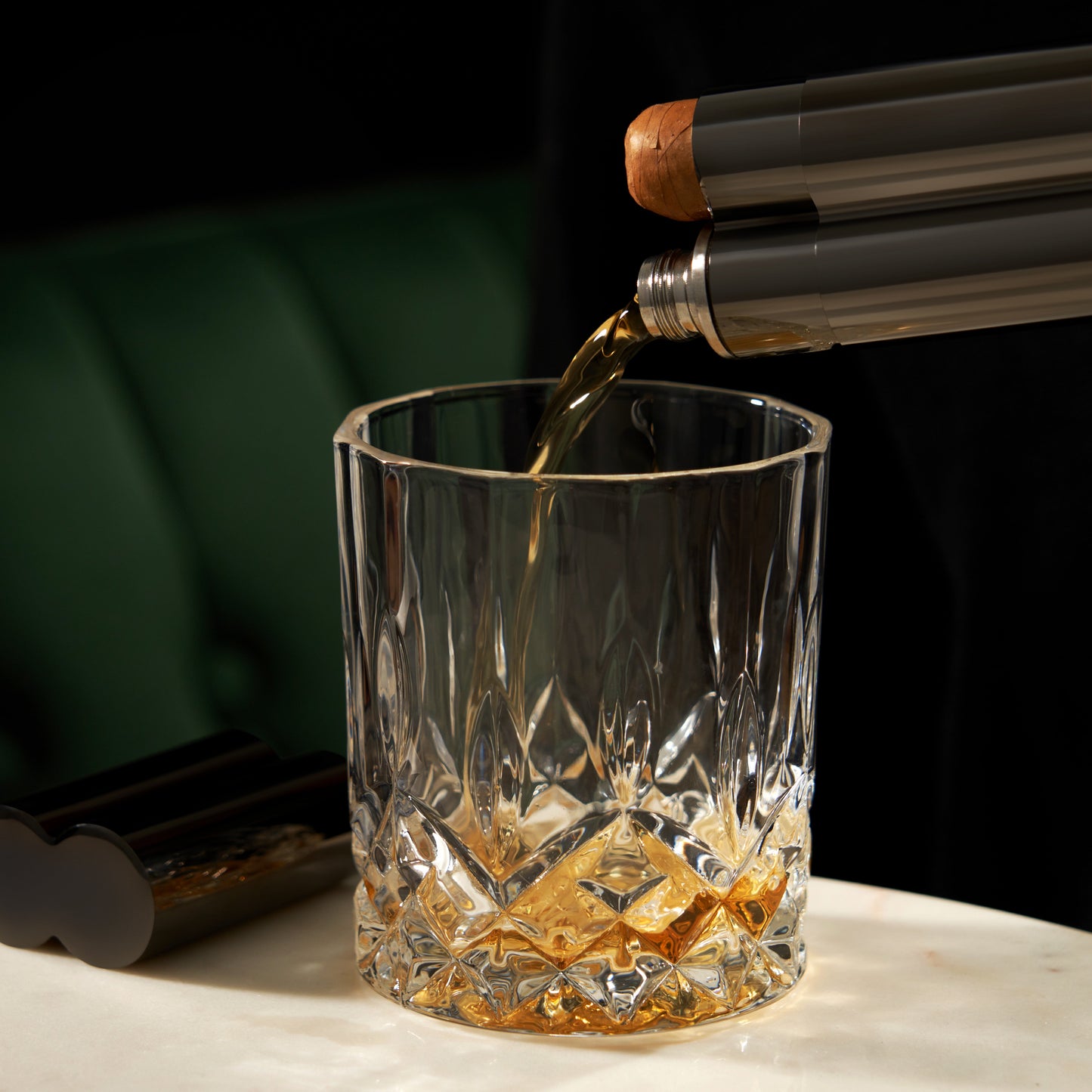 Stainless Steel Cigar Holder and Flask Case