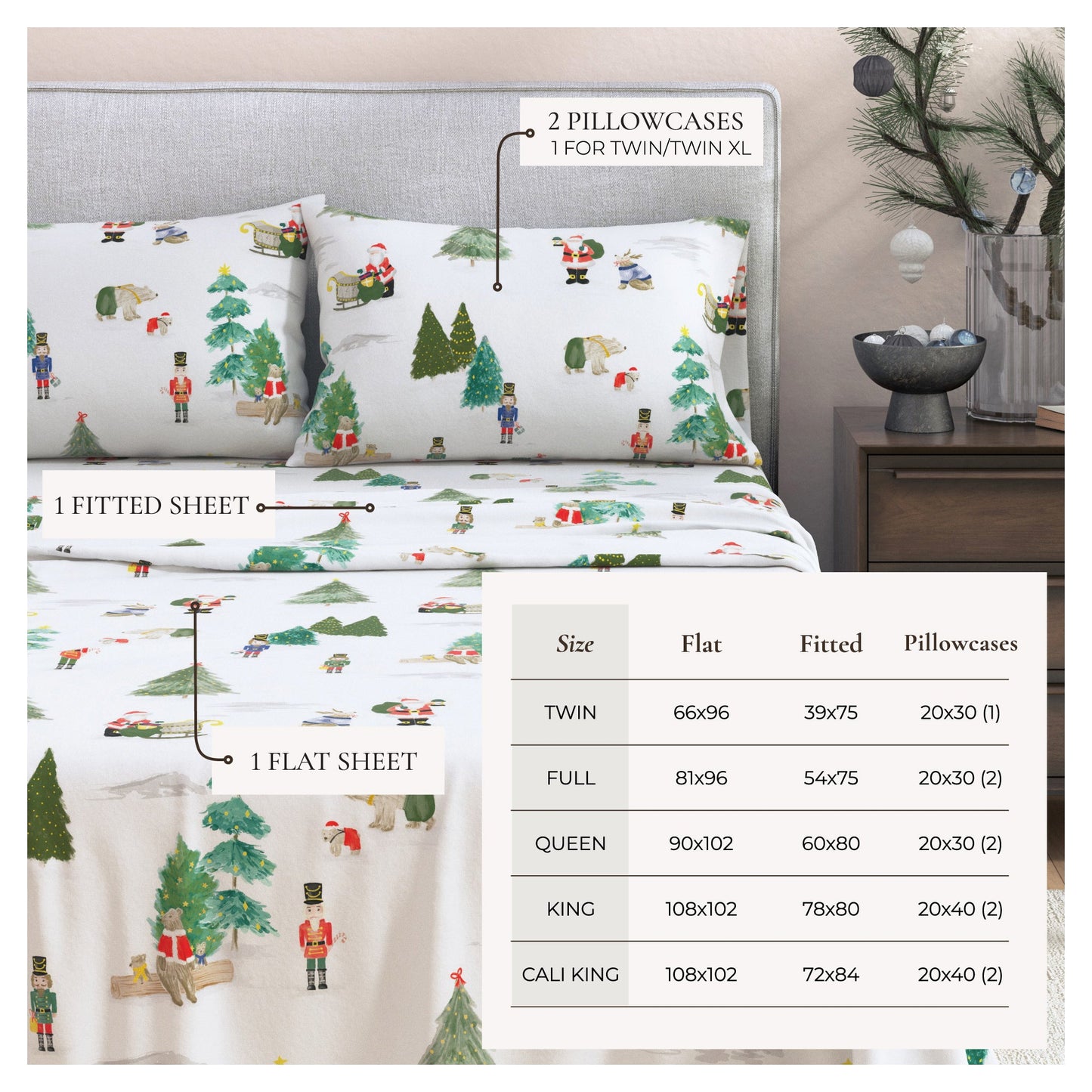 Turkish Cotton And Christmas Flannel Sheet Set