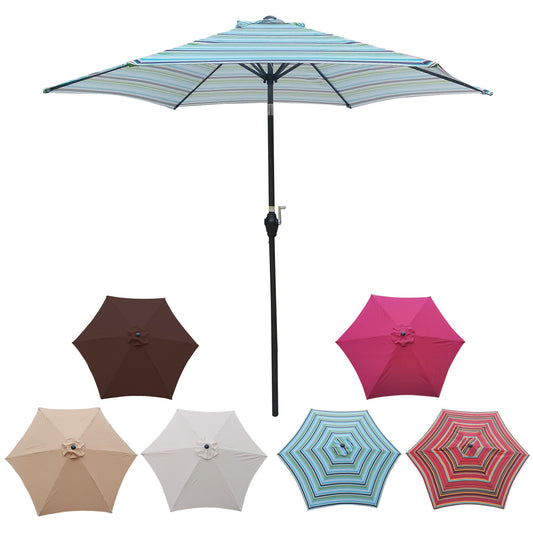 9FT Outdoor Patio Umbrella with Crank Tilt in blue stripes on Tampa Home & Garden Store