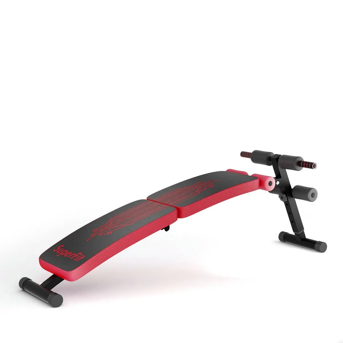 Abdominal twister trainer with adjustable bench, red and black, leg rollers on Tampa Home & Garden Store