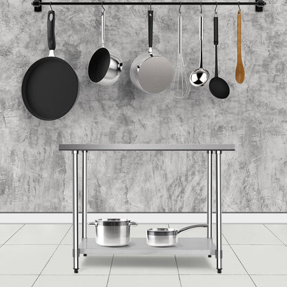 Mesa de acero inoxidable de 30 x 48 pulgadas, mesa de trabajo para cocina comercial