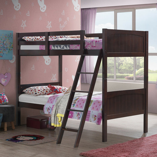 Twin Size Wooden Bunk Beds Convertible 2 Individual Beds-Brown - Tampa Home & Garden Store