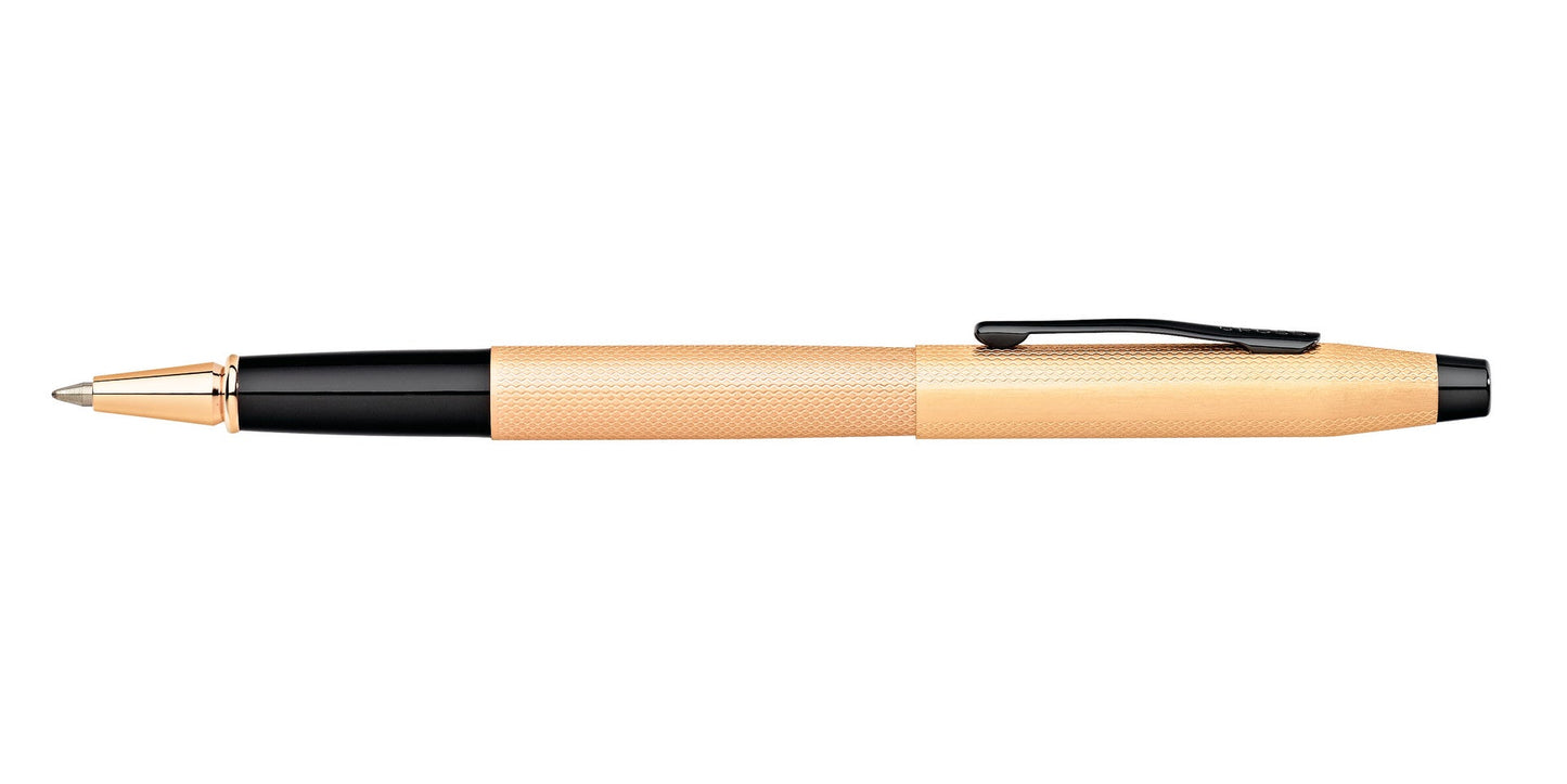 A.T. Cross Classic Century brushed rose-gold PVD rollerball pen with textured barrel and black clip on Tampa Home & Garden Store