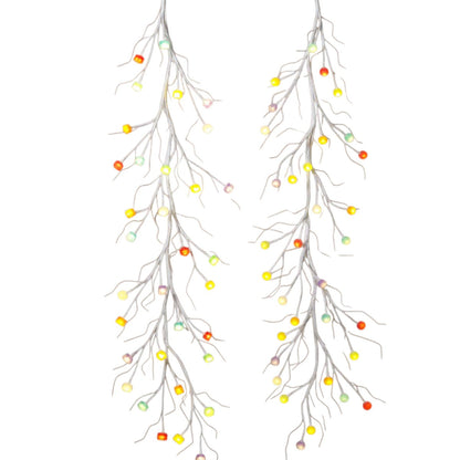 Lighted Holiday candy garland pair by The Country Christmas Loft with LEDs on white branches on Tampa Home & Garden Store
