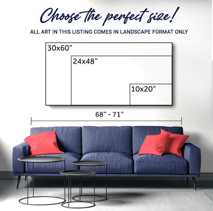 Custom Basement Bar Sign III canvas by Tailored Canvases shown on blue sofa with red pillows on Tampa Home & Garden Store