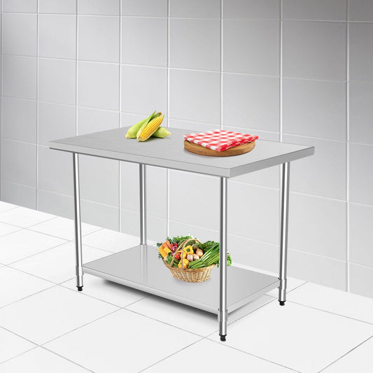 Mesa de acero inoxidable de 30 x 48 pulgadas, mesa de trabajo para cocina comercial