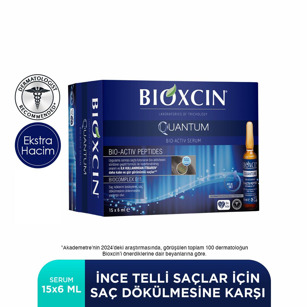 Bioxcin Quantum Bio-Activ Serum box set with Ekstra Hacim badge and dermatologist badge on Tampa Home & Garden Store