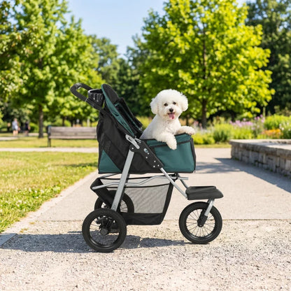 Compact All-Terrain Pet Stroller by Furr Baby Gifts in teal and black with metal frame on Tampa Home & Garden Store