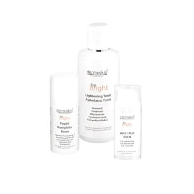 Dermoskin Be Bright 3-piece skincare set with white bottles and minimalist labels on Tampa Home & Garden Store