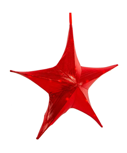 Red Metallic Foldable 3D Star Ornament - 16 Inch