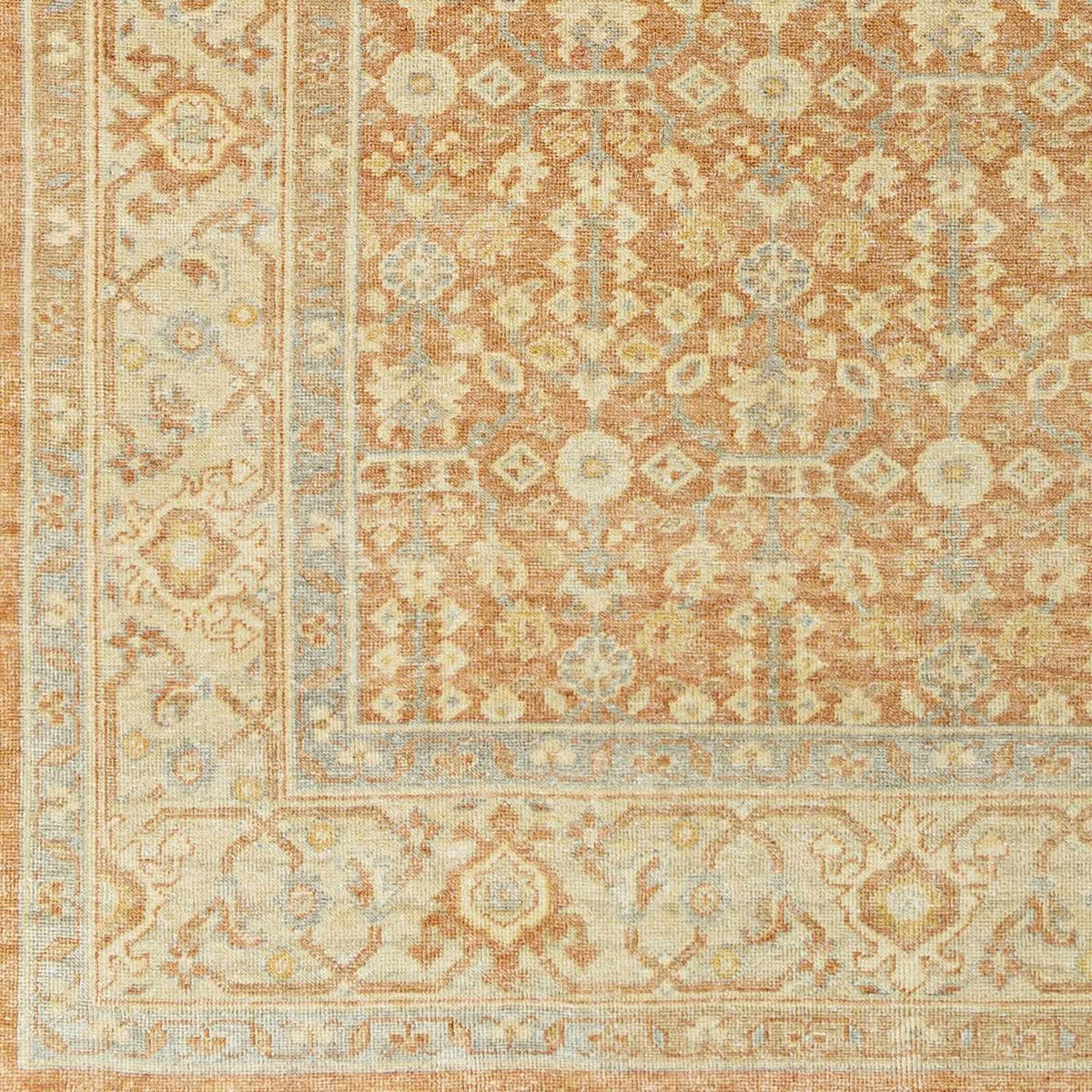 Wailea Area Rug by Boutique Rugs in cream and terracotta with blue accents, distressed motif on Tampa Home & Garden Store