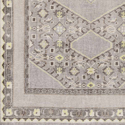 Walden Area Rug by Boutique Rugs, lavender-gray oriental medallion with pale yellow accents on Tampa Home & Garden Store