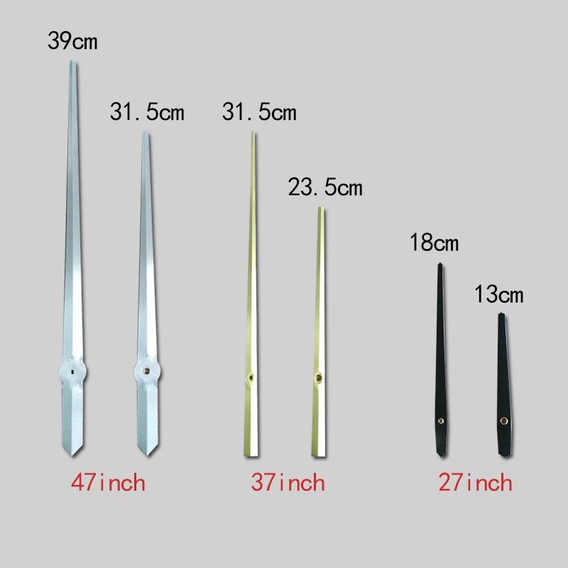 Stevvex six-piece wall clock hands set in silver, gold, black for 47in, 37in, 27in clocks on Tampa Home & Garden Store