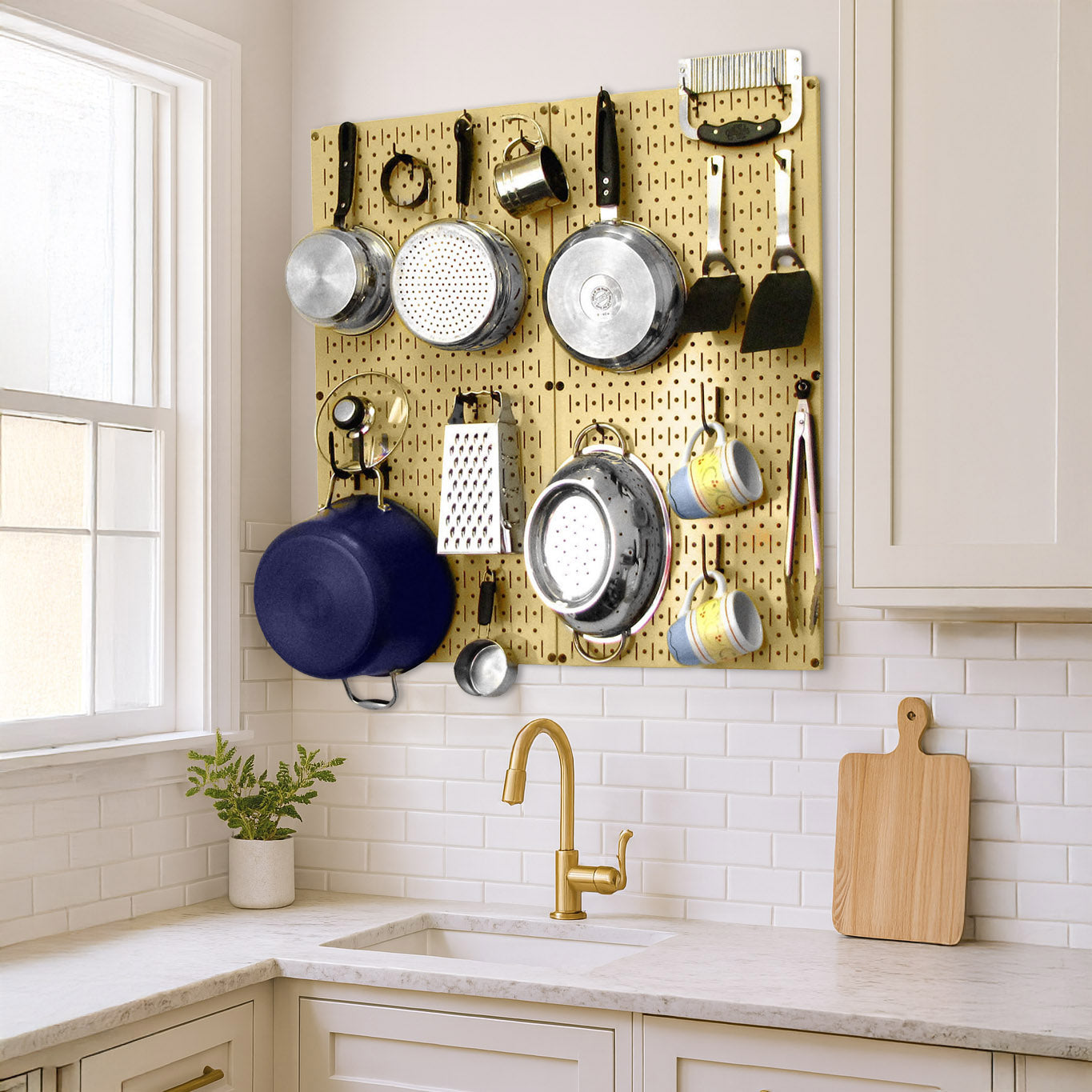 Kitchen Pegboard Storage Rack for Pots and Pans