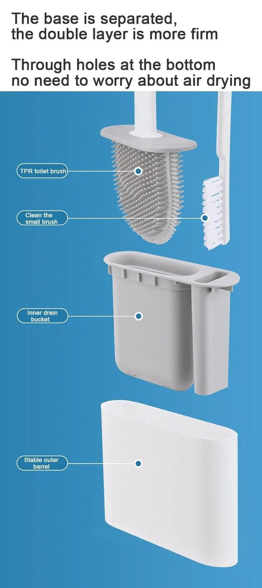 Stevvex wall hanging toilet brush set with silicone bristles and holder on Tampa Home & Garden Store
