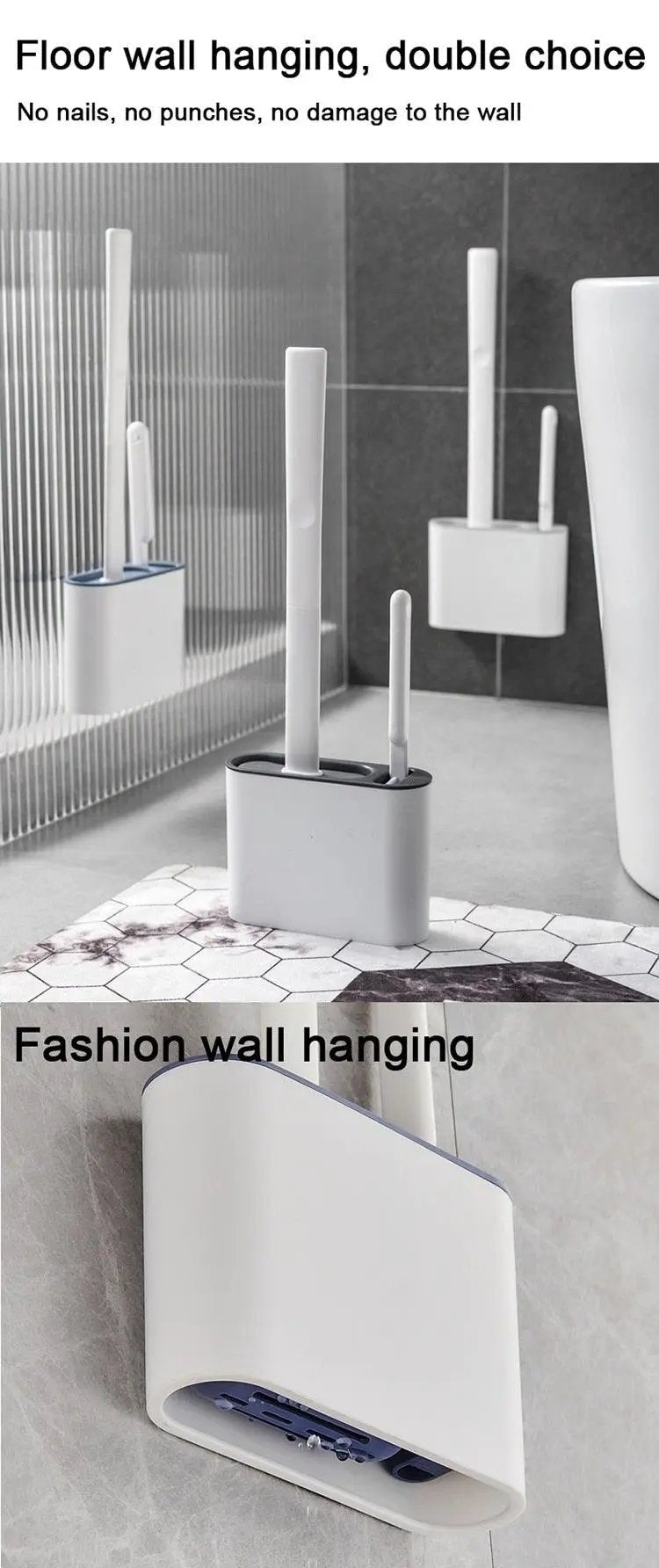 Wall Hanging Toilet Brush with Holder Set