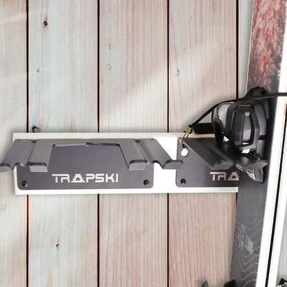 Wall Rack Holds Skis and Snowboard Gear Safely