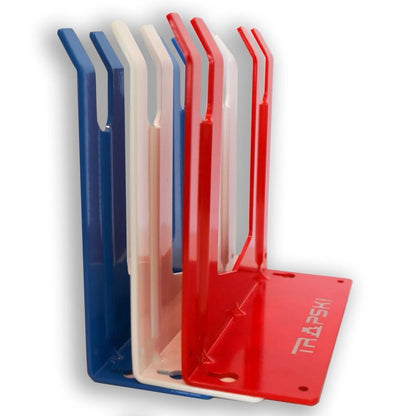 Wall Rack Holds Skis and Snowboard Gear Safely