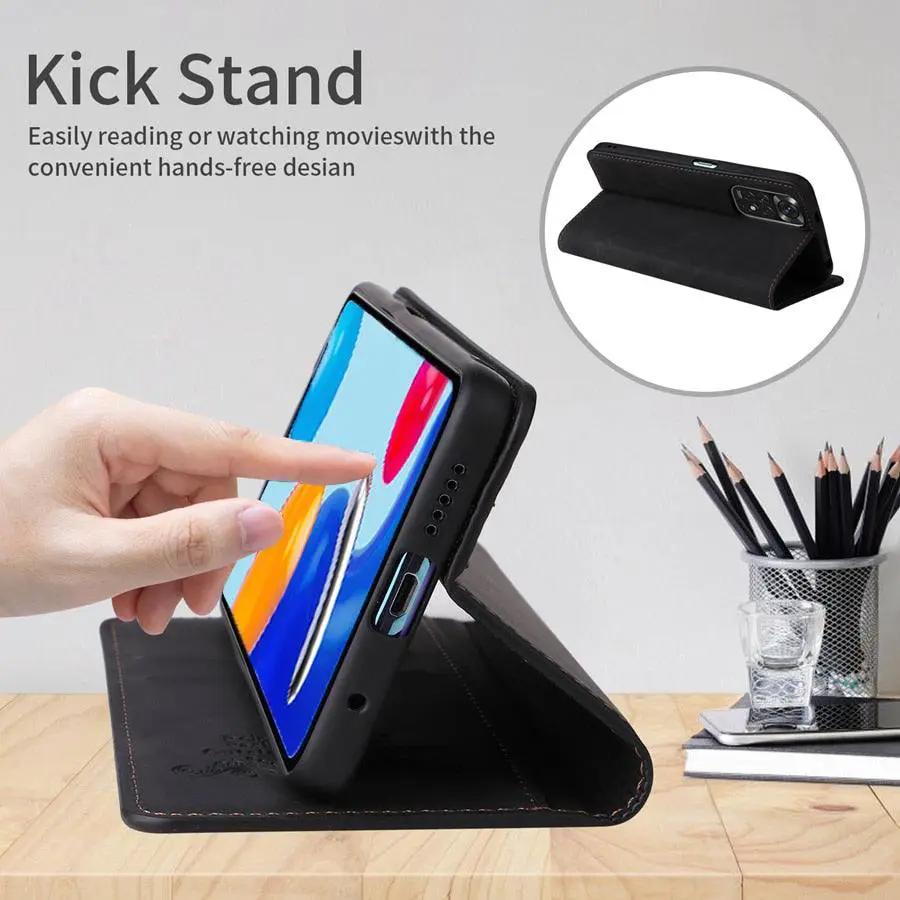 Leather Wallet Flip Case With Inbuilt Stand