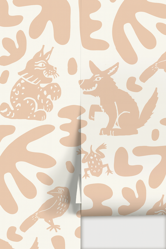 Abstract Animales Wallpaper, peach - Tampa Home & Garden Store