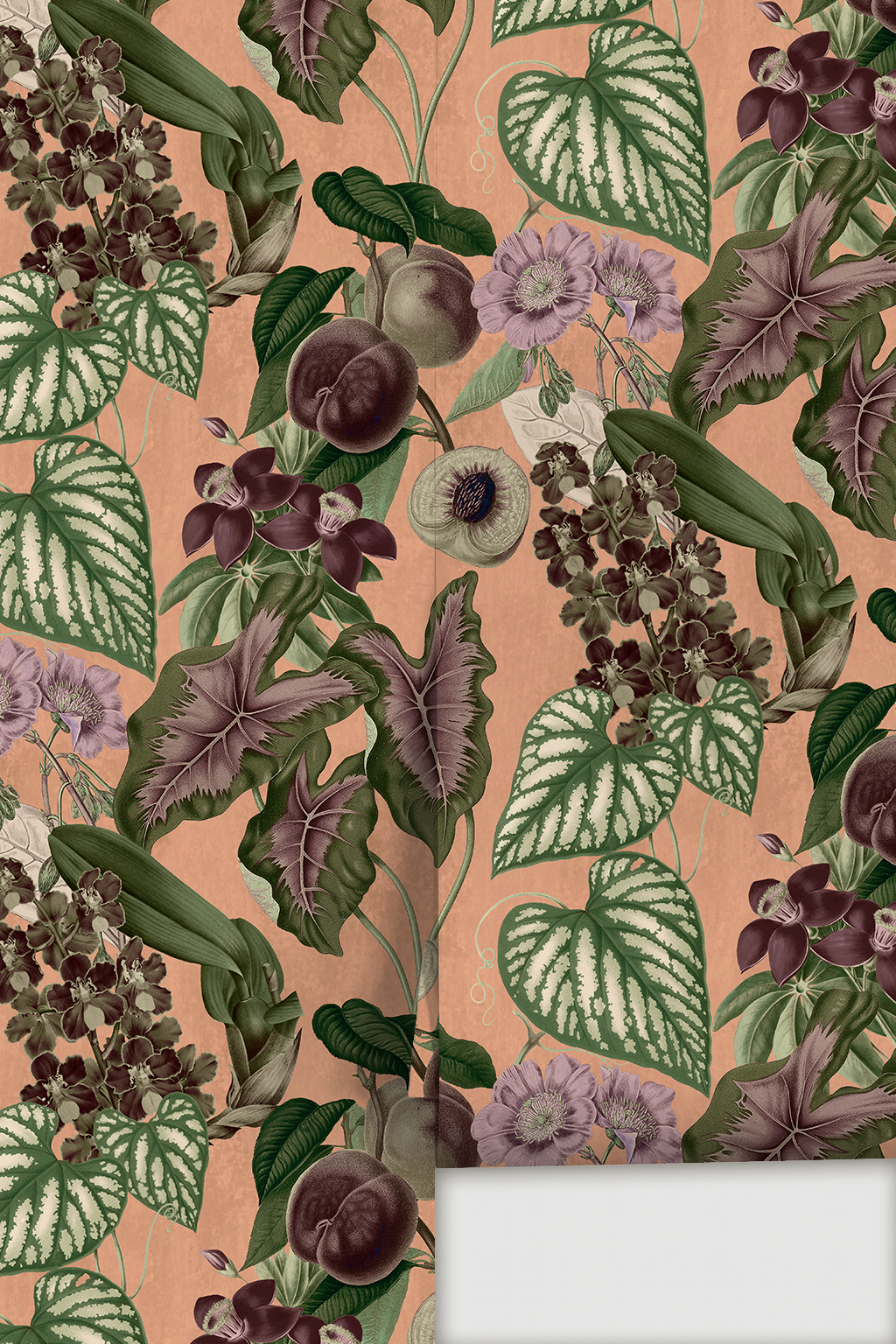 Papel pintado Cali Tropicale, melocotón y verde