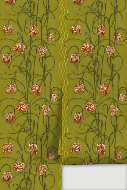Papier peint Campanas, chartreuse et orange