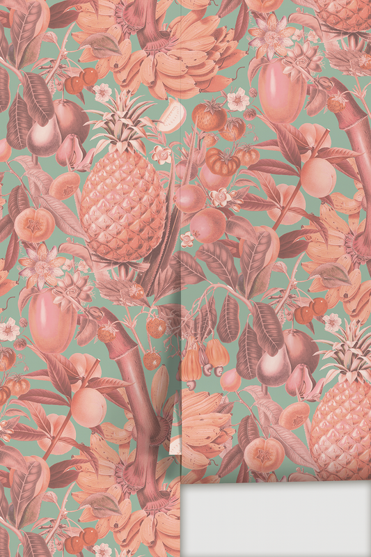 Juicy Fruit Wallpaper, mint and coral - Tampa Home & Garden Store
