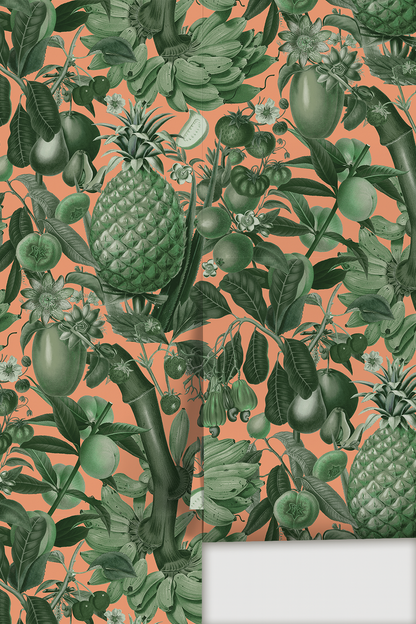 Papel pintado de frutas jugosas, melocotón y verde