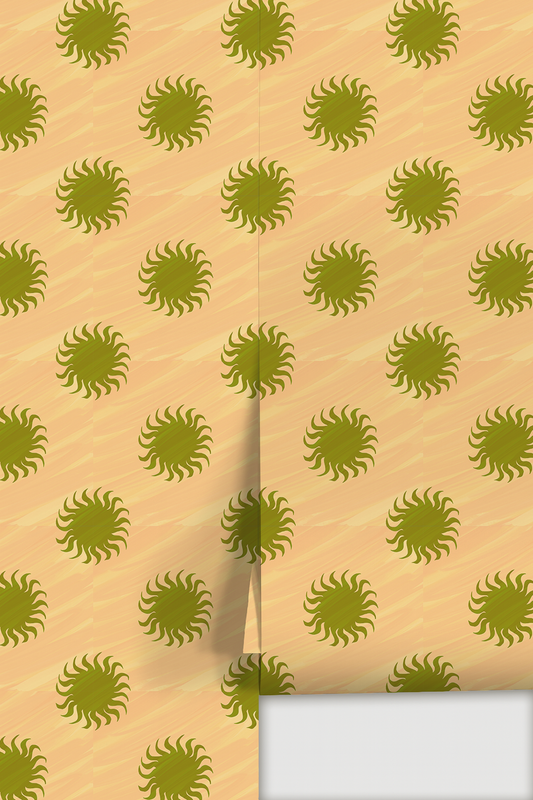 Sol Wallpaper, peach and olive green - Tampa Home & Garden Store