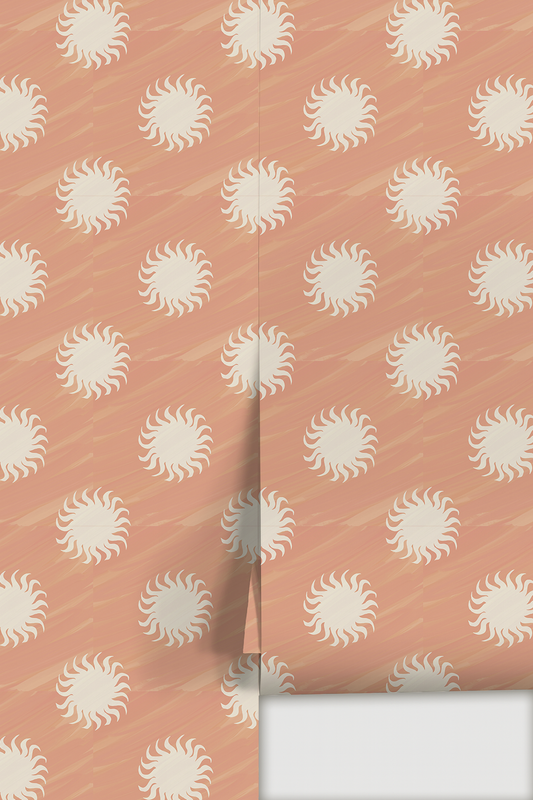 Sol Wallpaper, terra cotta and off-white - Tampa Home & Garden Store