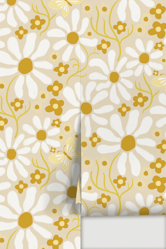 Spring Daze Wallpaper, tan - Tampa Home & Garden Store
