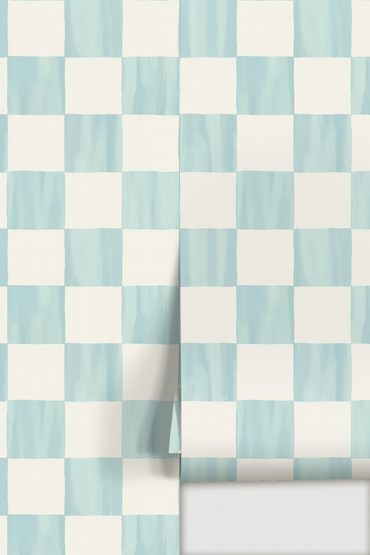Checkers Wallpaper, light blue - Tampa Home & Garden Store