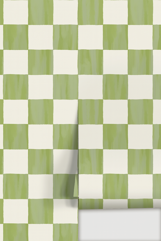 Checkers Wallpaper, olive green - Tampa Home & Garden Store