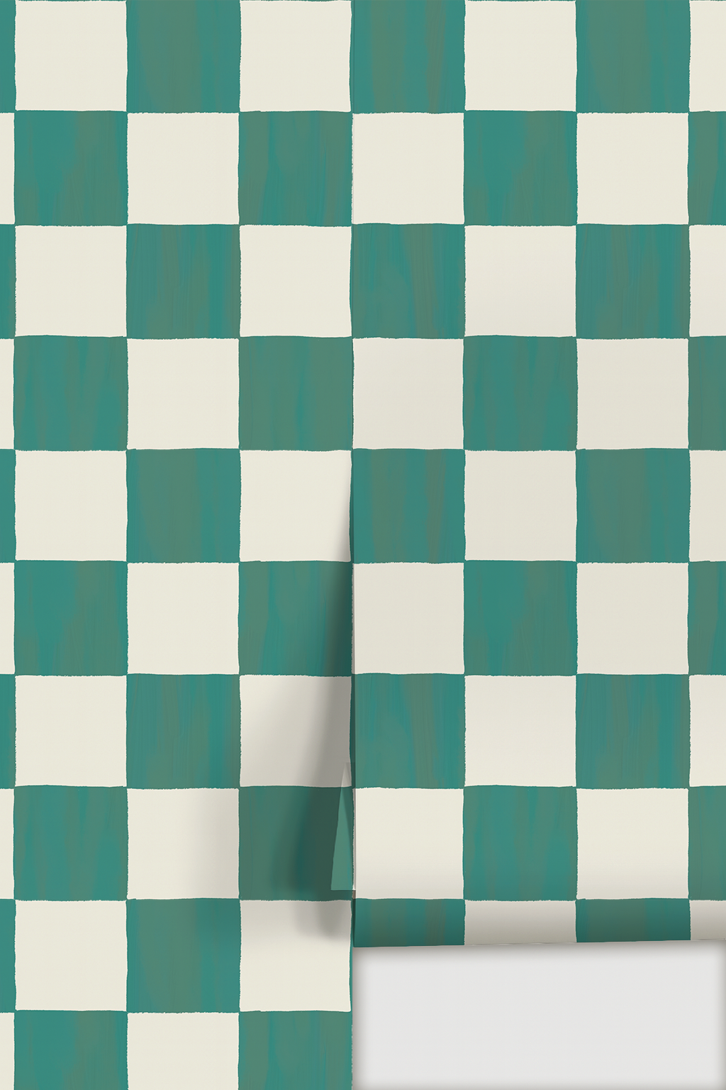 Papier peint à damier, turquoise