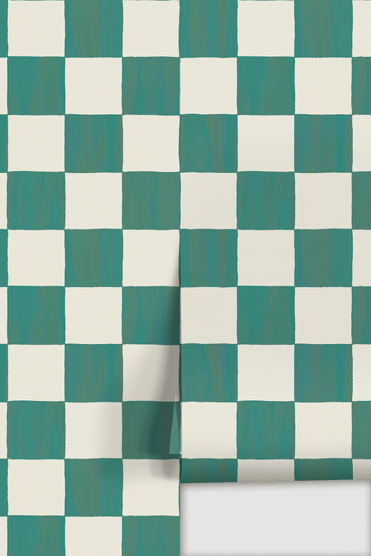 Checkers Wallpaper, teal - Tampa Home & Garden Store