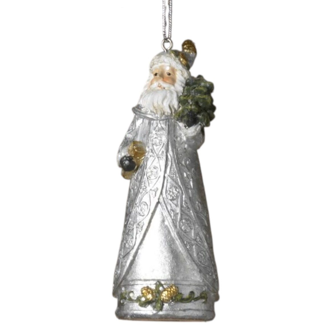 Adorno de Papá Noel vintage plateado -