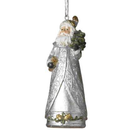 Adorno de Papá Noel vintage plateado -