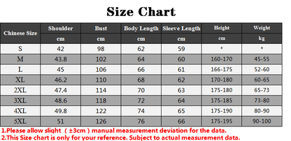 Stevvex men's fleece jacket size chart with shoulder, bust, length, sleeve (S-5XL) on Tampa Home & Garden Store