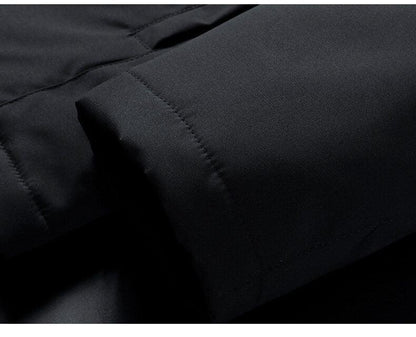 Stevvex black fleece jacket sleeve close-up with neat stitching and smooth fabric on Tampa Home & Garden Store