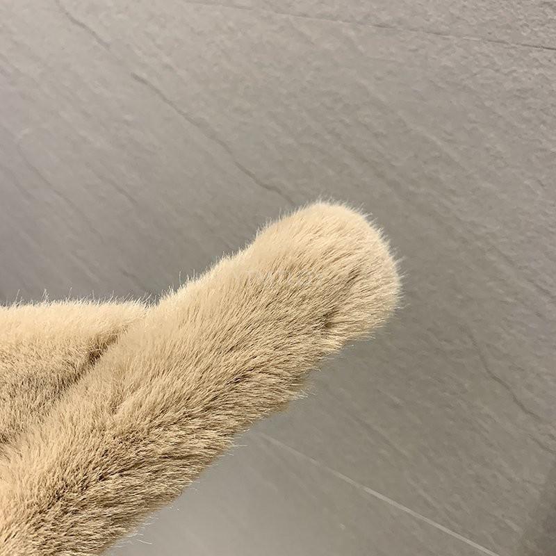 Beige fluffy fur slippers plush lining close-up Stevvex on Tampa Home & Garden Store