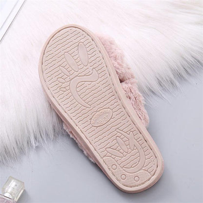 Stevvex pink fluffy women's slippers with faux fur cross-band for indoor wear on Tampa Home & Garden Store