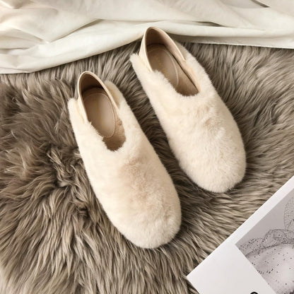 Stevvex fur slippers for women, fluffy round-toe loafers with memory foam anti skid sole on Tampa Home & Garden Store