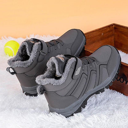 Winter boots Stevvex gray with plush fur lining and rugged anti-slip outsole pair on Tampa Home & Garden Store