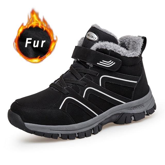 Stevvex fur-lined winter boots, black ankle boots with rugged rubber sole on Tampa Home & Garden Store